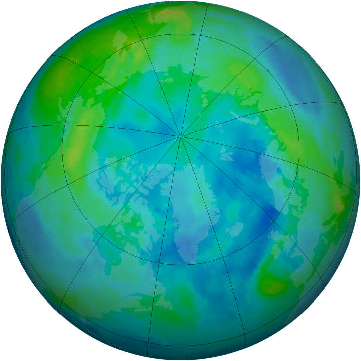 Arctic ozone map for 18 October 1997